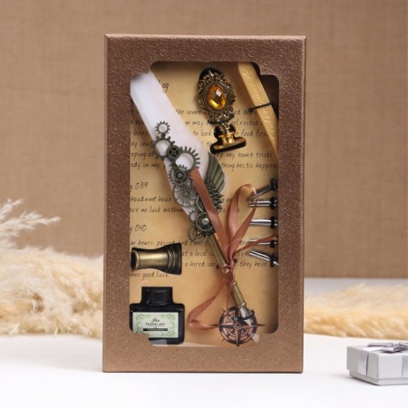 Gift set 5B1 "Steampank": Puff PEOLE white, ink, tips, print, wax-2