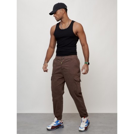 Cargo jeans men, size 56, brown color-7