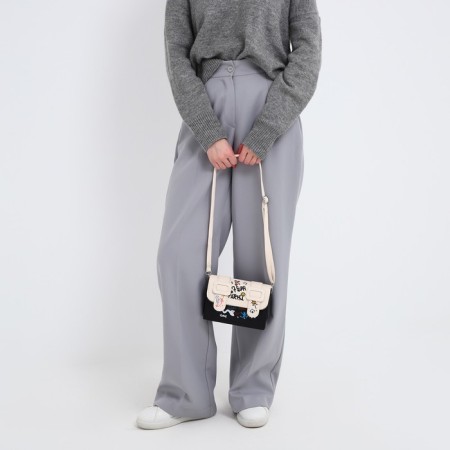 Bag Women's Messoriner, black color with white 18.5*13*8 cm-3