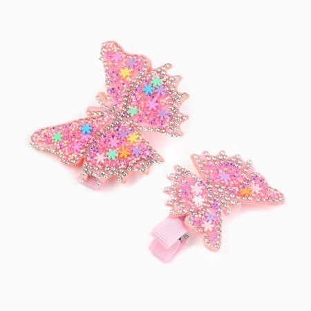 Hair clip with sparkles, 2 pcs, 5.5 cm, butterflies, cold heart-2