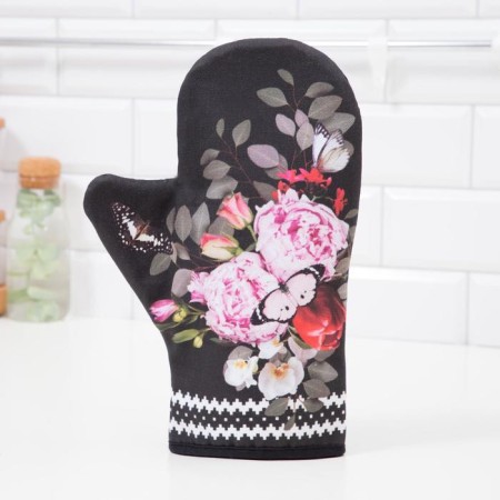 Flowers mittens-output 20x28cm, sarzha, 100% cotton, Vatin 250g/m2