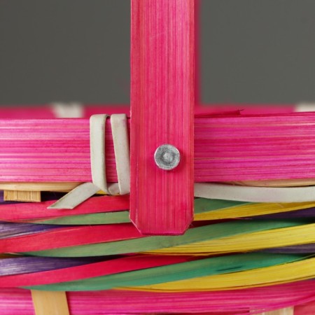 Wicker basket, d18 x 11 x 24 cm, pink, bamboo-4