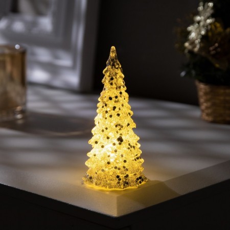 LED figure “Silver Christmas tree” 5 × 12 × 5 cm, plastic, LR44 batteries, warm white glow