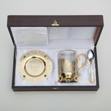 Tea set of the coat of arms of the Russian Federation (a cup holder with a saucer)