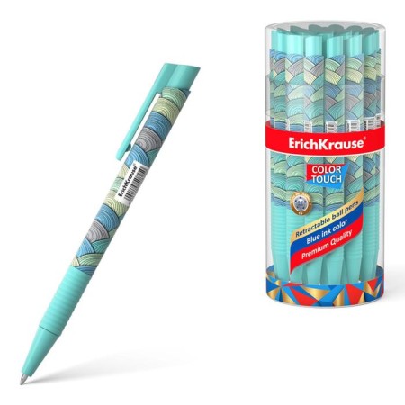 Handle Automatic Erichkrause Colortouch Emerald Wave, 0.7 mm node, Subtle letter, Soft Touch case, Design case, blue ink blue