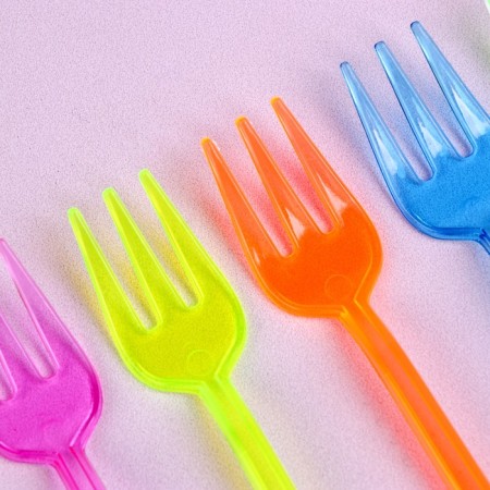 Plastic forks, in a set 12 pieces, color mix-1