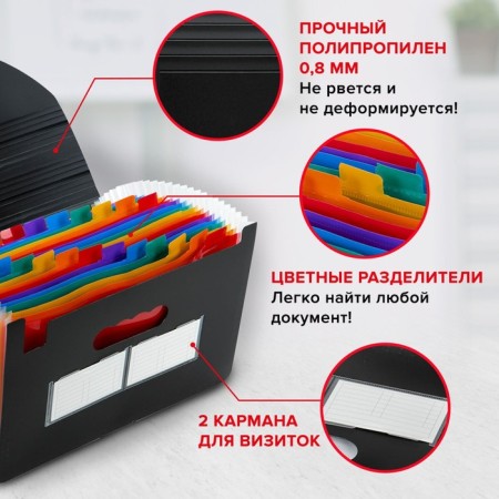 ORGANIZER folder for papers and documents on elastic bands, 25 departments, Brauberg Docs, A4, Chern 271151-10