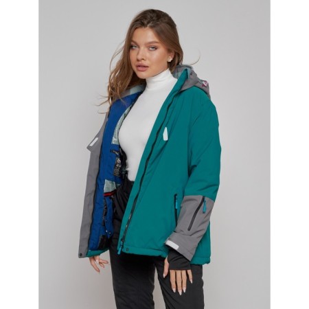 Ski jacket women's winter, size 52, dark green color-16