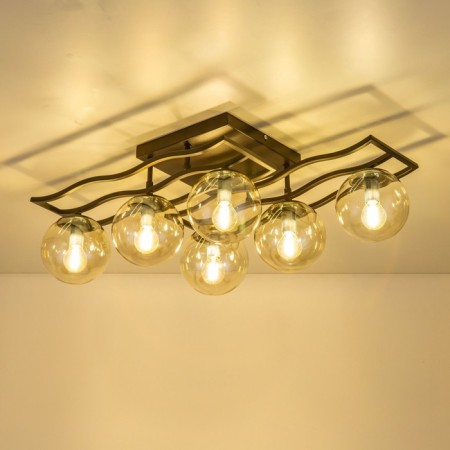 Ceiling chandelier Citilux "Breeze" CL106265, 67.5x33x23 cm, 6x60W, E14, brown color-1
