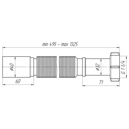 Hofrosif "Ani Plast" K214, 1 1/4 "x 40 mm, elongated, without release, l = 495-1325 mm-2