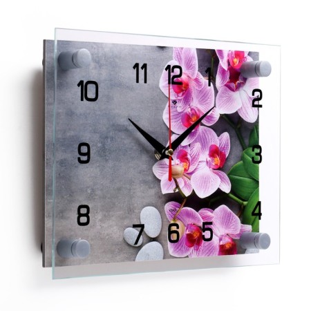 Watching clock, interior "orchids", silent, 20 x 26 cm-1