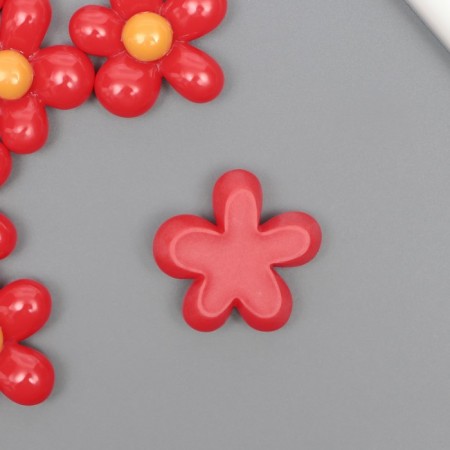 Decor for creativity plastic "Red flower with yellow" 2.8x3x1 cm-1