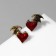 Emall earrings "Devil" heart, red color in black gold