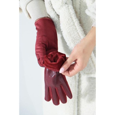 Gloves are female, dimensionless, without insulation, burgundy color-2