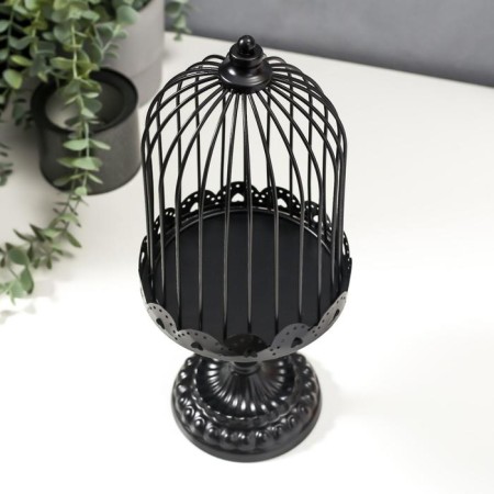Summary Metal for 1 candle "Floor cage with hearts" black 36x15x15 cm-2
