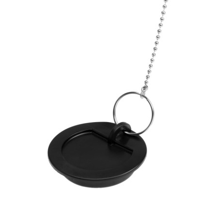 MasterProf bathtub plug IS. 110629, D = 45 mm, PVC, with chronic. chain, black-1