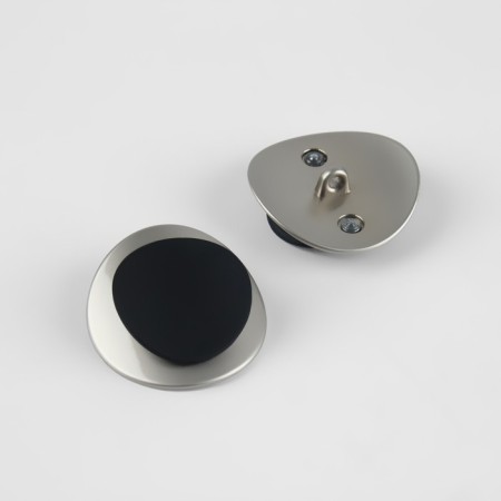 A set of metal buttons on the leg, d = 27 mm, 2 pcs, silver/black color-1