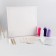 Set for creativity. Drawing by acrylic on canvas with a “pink mood”