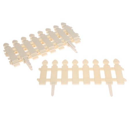 Decorative fence, 30 × 200 cm, 4 sections, plastic, white, "picket fence"-6
