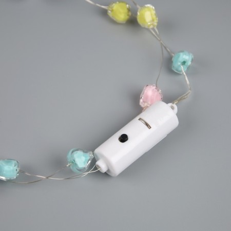 LED beads "Hearts", 80 cm, LED (1608) -16-4.6V, AG13X3 (in set), 3 dir, glow warm white-4
