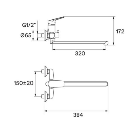 Santek Kant bath mixer, short surplus, with accessories, chrome-7
