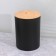 Set for the bathroom, 5 items: a bucket for garbage, a brush with a stand, soap dish, dispenser, glass, black color