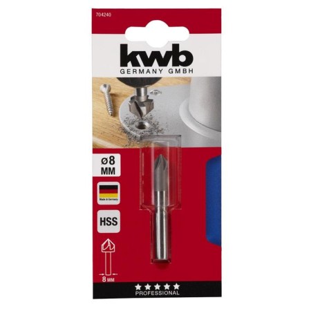 Senker for metal kwb, d = 8 mm, shank d = 8 mm, angle of cone 90 °, high -speed steel HSS-1