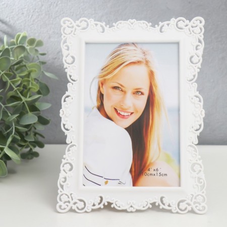 Photo frame plastic 10x15 cm "Small flowers" white 19.2x14.5 cm