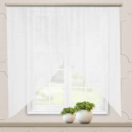 A set of curtains for the kitchen Witerra Marianne 300x160cm, white, PE100%