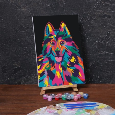 Picture on numbers on canvas with a subframe "Dog" 20x30 cm-2
