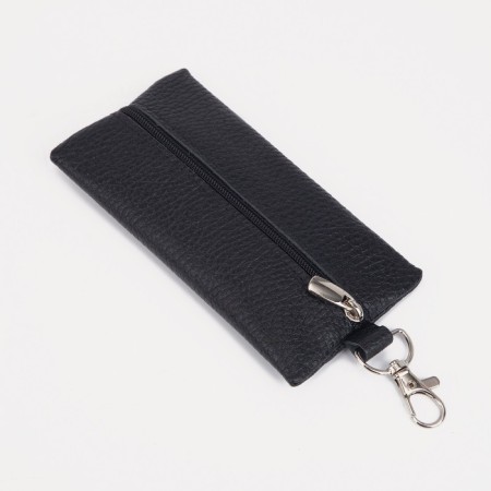 Key of zipper, length 13 cm, metal ring, black color