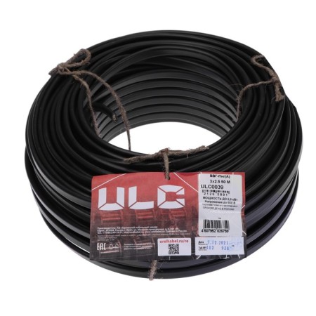Cable "ULC" VVG-PNG (A) -LS, section 3x2.5 mm2, 50 m, GOST, Black-3