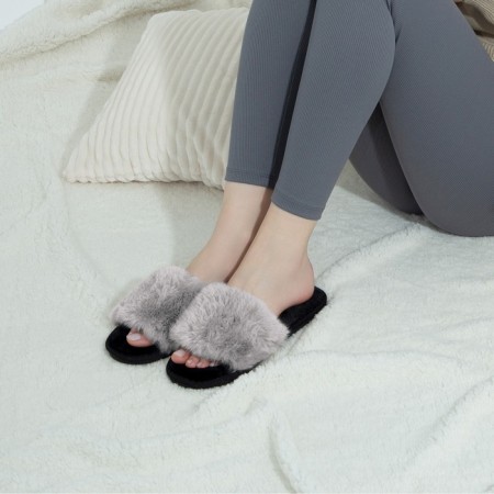 Women's slippers with an open nose size 37-38, the color is gray-5