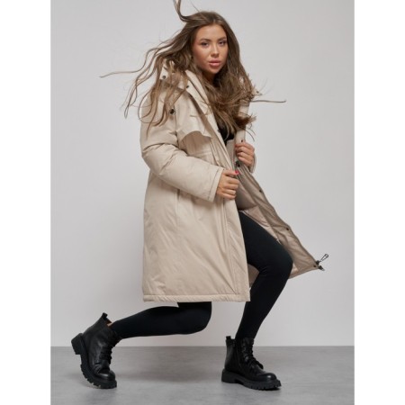 Coat insulated winter female, size 50, beige color-13
