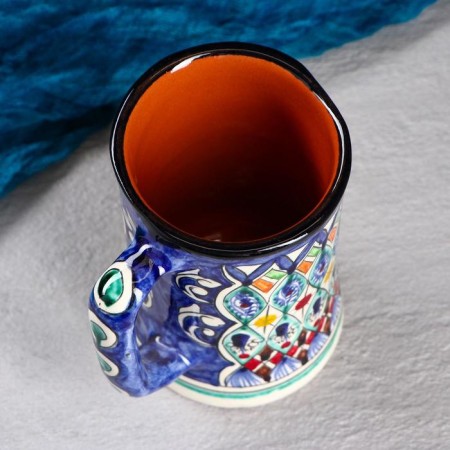 Rishtan ceramics mug "Flowers", 500 ml, blue mix-4