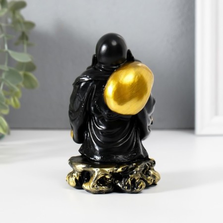 NECKE Polystone "Hothee with a golden bag and fan" Black 6.5x6.7x11.5 cm-3