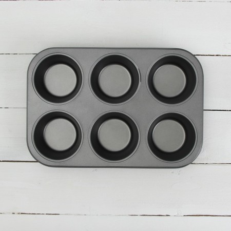 The form for baking the share "Jacqueline. Circle ", 31.6 × 21.8 × 3.5 cm, 6 cells, anti -stick coating, black color-1