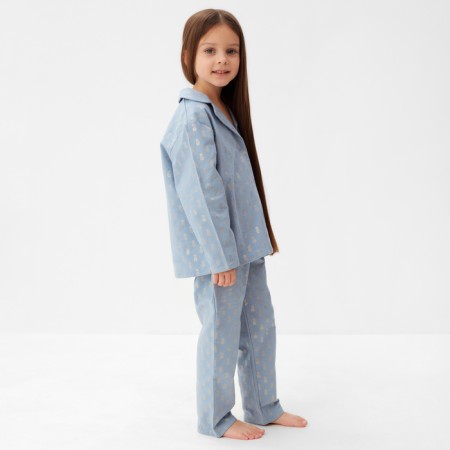Pajama nursery from a flannel (shirt, trousers) kaftan "pineapple", height 134-140, blue-1