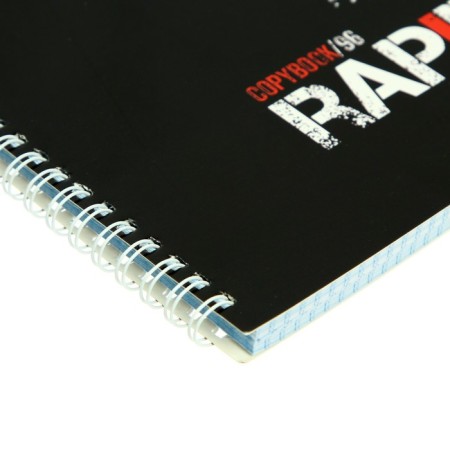 A4 notebook, 96 sheets in a cage on the Rapid crest, cover coated cardboard, glossy lamination, mix-3