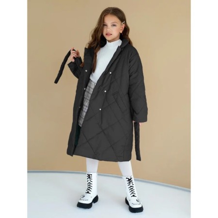 Stygoy coat for girls Pretty, height 140-146 cm, color graphite-9