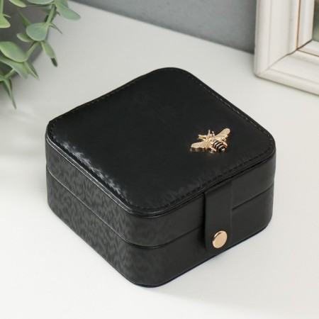 Casket Textiles for jewelry "Portfire with decoration" Black 10x10x6 cm