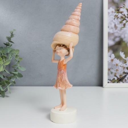 Souvenir Polystone "Girl with a shell" 23.5x6x7.5 cm-3