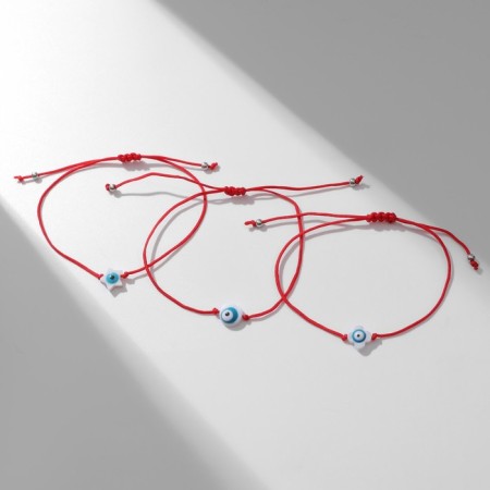 Bracelet-reinforcing "Red thread" set of 3 pcs., Glazik, white-blue color-2