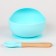 Baby plate on a suction cup, spoon, crush me, blue color