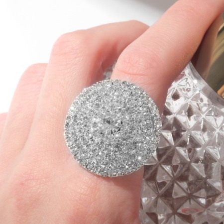 Ring "ice" circle, white color in silver, dimensionless-2
