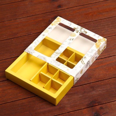 New Year. Box for 8 sweets and chocolate, 17.7x17.7x3.8 cm, confectionery packaging-3