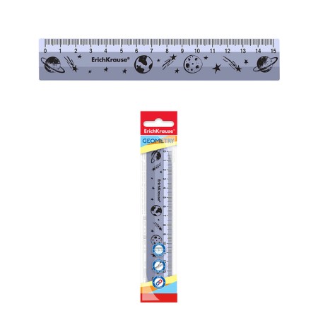 Line 15 cm Erichkrause "Outer Space", plastic, opaque, silver, with a pattern, euro suspension