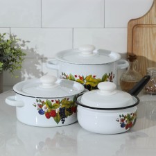 Set of dishes “Berry Tea”, 3 subjects: pots 2 l, 3.5 l; bucket 1.5 l, induction