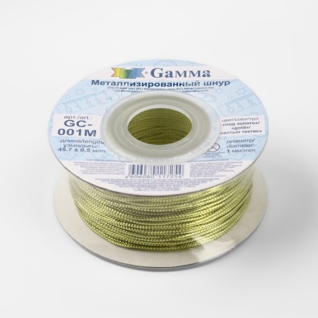 Weaving cord, metallized, d = 1 mm, 45.7 ± 0.5 m, gold color-4