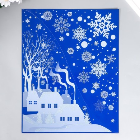 A set of decorative stickers "Winter Picture" 30x38 cm, set 2pcs-1
